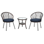 3-Piece Outdoor Patio Rattan Conversation Leisure Chairs Set with 2 Chair and Glass Coffee Table