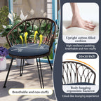 3-Piece Outdoor Patio Rattan Conversation Leisure Chairs Set with 2 Chair and Glass Coffee Table