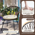 3-Piece Outdoor Patio Rattan Conversation Leisure Chairs Set with 2 Chair and Glass Coffee Table