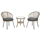3-Piece Outdoor Patio Rattan Conversation Leisure Chairs Set with 2 Chair and Glass Coffee Table