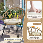 3-Piece Outdoor Patio Rattan Conversation Leisure Chairs Set with 2 Chair and Glass Coffee Table