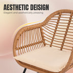 3 Piece Outdoor Wicker Furniture Patio Bistro Set With Cushions for Porch Poolside Garden - 21.2L x 23.6W x 31.5H