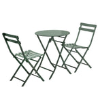 3 Piece Patio Bistro Set of Foldable Round Table and Chairs