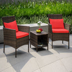 3 Piece Patio Conversation Bistro Set Outdoor Chat Furniture,Wicker Chairs and Storable Table Set,Porch Balcony Furniture Set