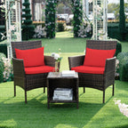 3 Piece Patio Conversation Bistro Set Outdoor Chat Furniture,Wicker Chairs and Storable Table Set,Porch Balcony Furniture Set