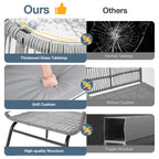 3-Piece Patio Conversation Bistro Set, Outdoor Rattan Furniture Set with Glass Table & 2 Wide Armchairs, Seat Cushions
