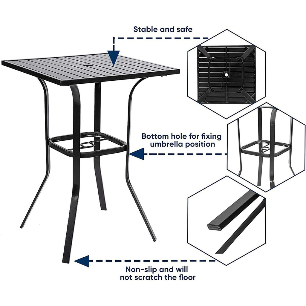 3-Piece Outdoor Patio Metal High Seating Swivel Bistro Set - 3-Pieces
