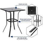 3-Piece Outdoor Patio Metal High Seating Swivel Bistro Set - 3-Pieces