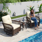 3 Pieces Patio Furniture Set, Patio Swivel Rocker Chairs Set of 2
