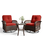 3 Pieces Patio Furniture Set, Patio Swivel Rocker Chairs Set of 2
