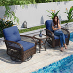 3 Pieces Patio Furniture Set, Patio Swivel Rocker Chairs Set of 2