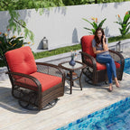 3 Pieces Patio Furniture Set, Patio Swivel Rocker Chairs Set of 2