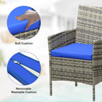 3 Pieces Rattan Wicker Chairs with Glass Coffee Table