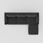 3-Seat Combo L-Shaped Sofa with Storage Cabinet Footstool For Living Room, Dark Grey