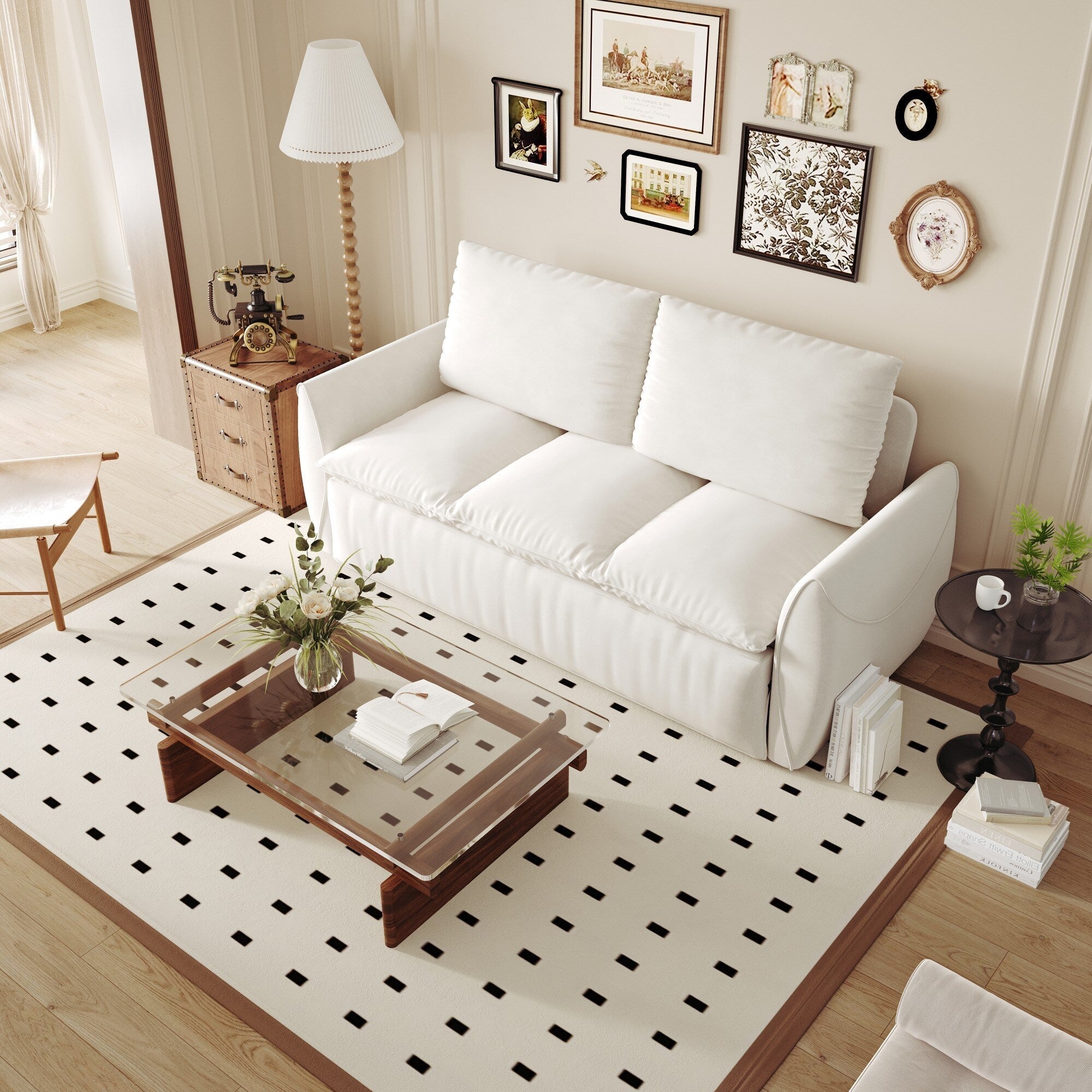3-Seat Convertible Sleeper Sofa Bed with 2-in-1 Pillow & Blanket Set