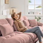 3-Seat Modular Sectional Sofa Deep Seat Couch L Shaped Cloud Couch with Convertible Ottoman for Living Room