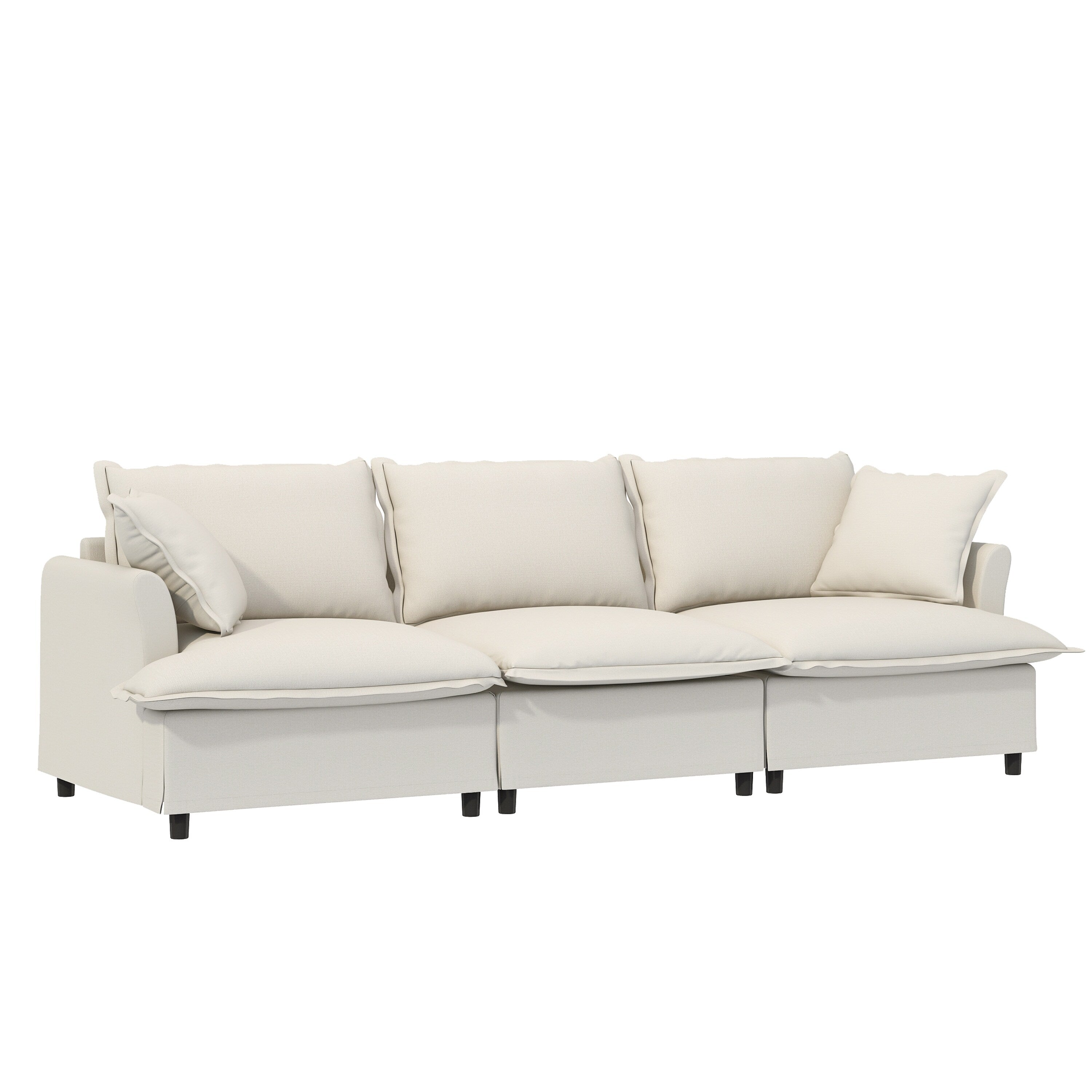 3 Seat Sofa Module For Modular Sectional Sofa,Wide Seat,Chenille Cloud Couch With Throw Pillows