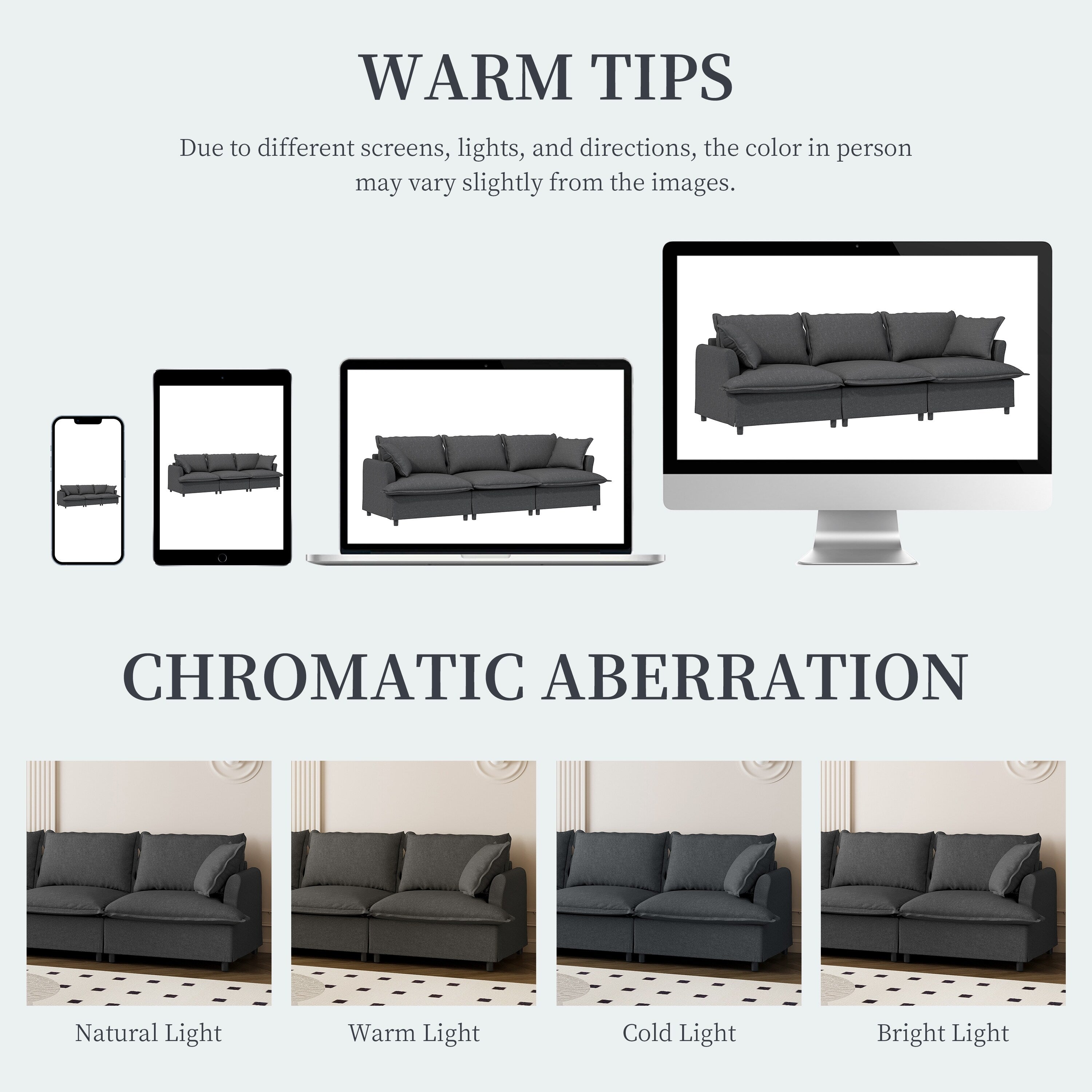 3 Seat Sofa Module For Modular Sectional Sofa,Wide Seat,Chenille Cloud Couch With Throw Pillows