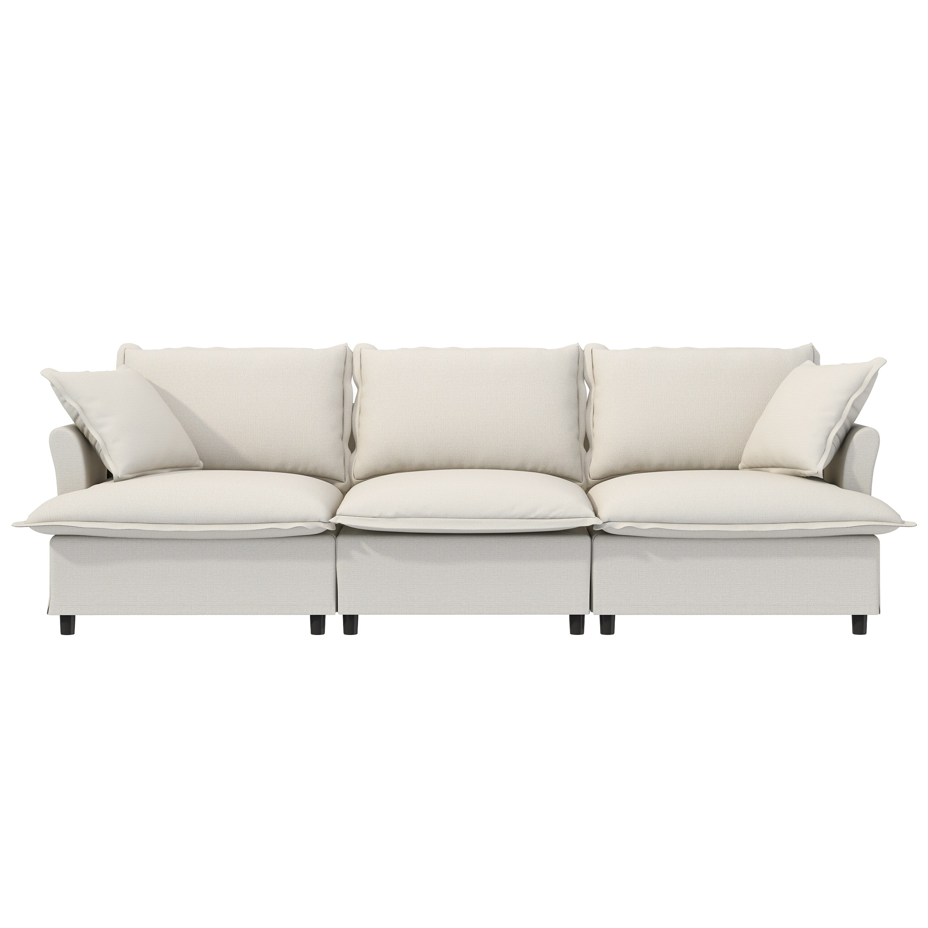 3 Seat Sofa Module For Modular Sectional Sofa,Wide Seat,Chenille Cloud Couch With Throw Pillows