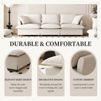 3 Seat Sofa Module For Modular Sectional Sofa,Wide Seat,Chenille Cloud Couch With Throw Pillows