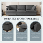 3 Seat Sofa Module For Modular Sectional Sofa,Wide Seat,Chenille Cloud Couch With Throw Pillows
