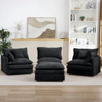3-Seater Comfy Cloud Couches with Movable Ottoman