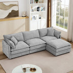 3-Seater Comfy Cloud Couches with Movable Ottoman