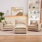 3-Seater Comfy Cloud Couches with Movable Ottoman