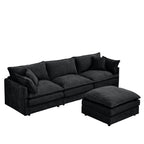 3-Seater Comfy Cloud Couches with Movable Ottoman