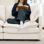 3-Seater Comfy Cloud Couches with Movable Ottoman