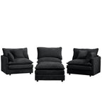 3-Seater Comfy Cloud Couches with Movable Ottoman