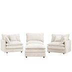 3-Seater Comfy Cloud Couches with Movable Ottoman