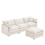 3-Seater Comfy Cloud Couches with Movable Ottoman