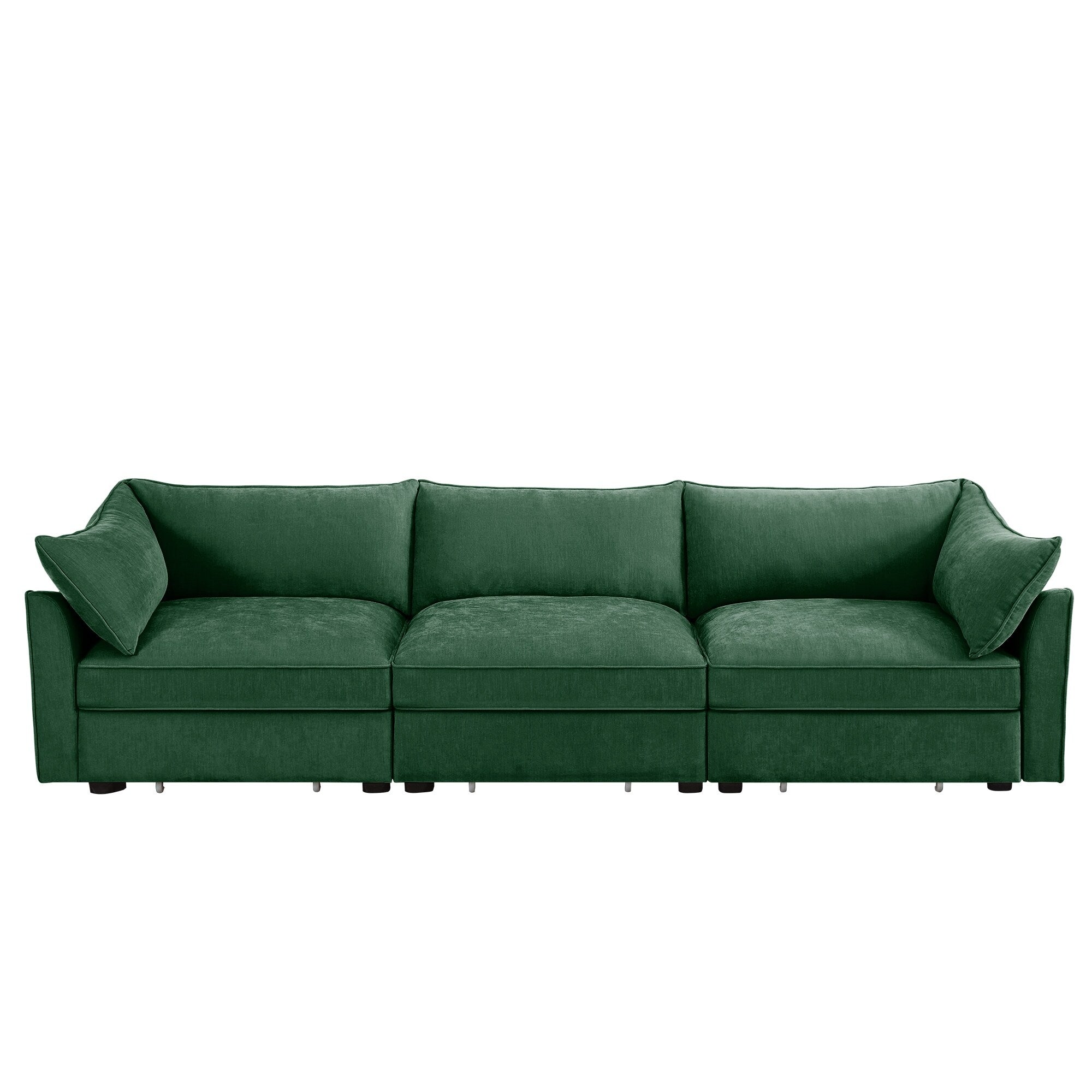 3-Seater Large Wide & Deep Sofa with Pull out Drawers Under Each Seat, Crescent-Shaped Armrests and Wraparound Back