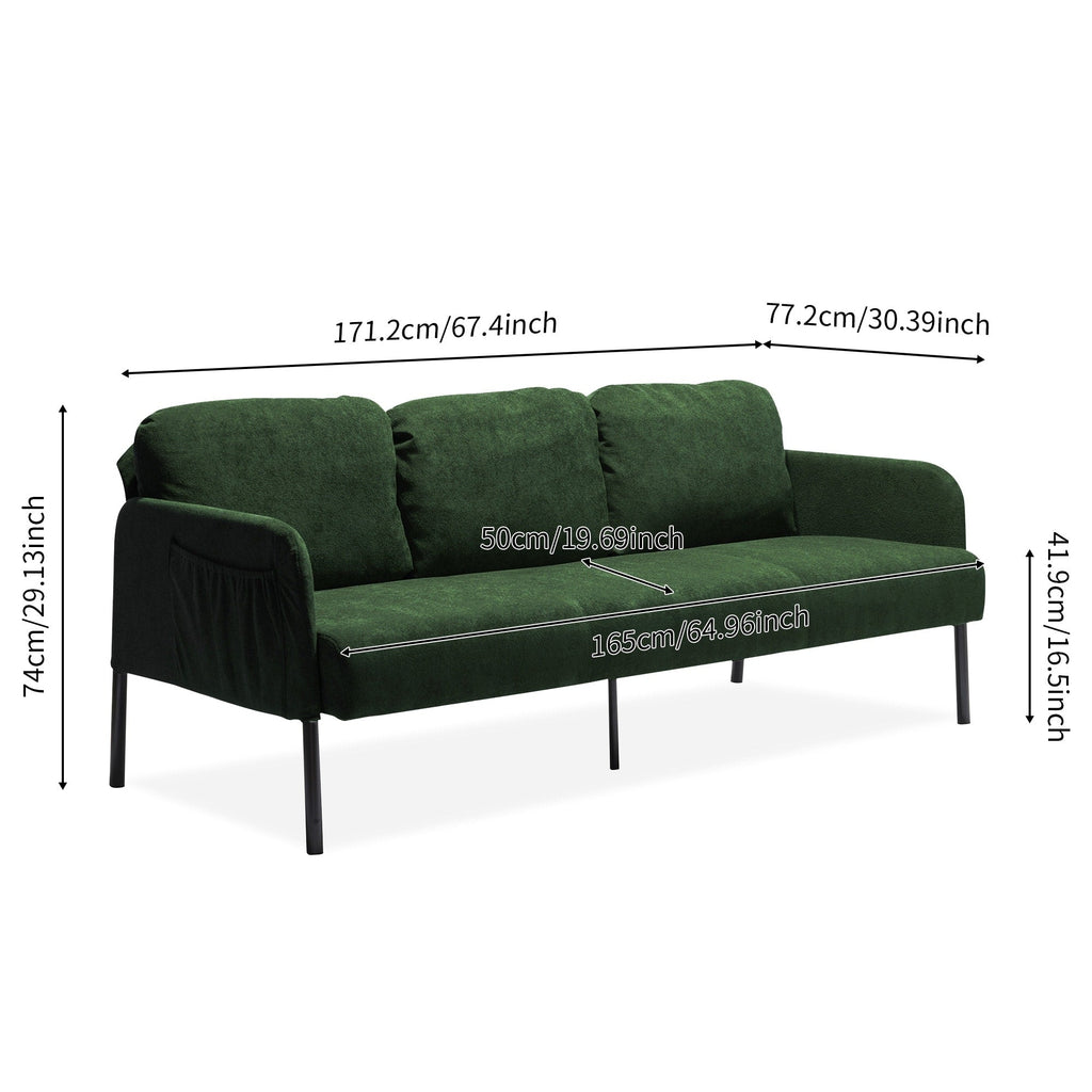 3 Seater Polyester Fabric Sofa, Modern Upholstered Sofa, Comfy Small Couches for Small Space Living Room, Bedroom, Office