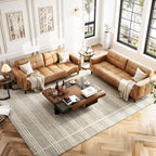 3-Seater Sofa Couch, 83 Wide Faux Leather Sofa Couch with Spring Cushion, Modern Sofa