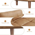 3-Seater Sofa Couch, 83 Wide Faux Leather Sofa Couch with Spring Cushion, Modern Sofa