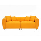 3 Seater Sofa Solid Wood Frame Couch with 4 Pillows