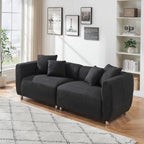 3 Seater Sofa Solid Wood Frame Couch with 4 Pillows