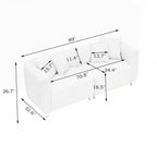 3 Seater Sofa Solid Wood Frame Couch with 4 Pillows