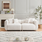 3 Seater Sofa Solid Wood Frame Couch with 4 Pillows