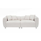 3 Seater Sofa Solid Wood Frame Couch with 4 Pillows