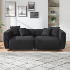 3 Seater Sofa Solid Wood Frame Couch with 4 Pillows
