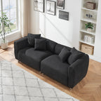 3 Seater Sofa Solid Wood Frame Couch with 4 Pillows