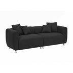 3 Seater Sofa Solid Wood Frame Couch with 4 Pillows