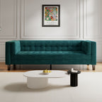 3-Seater Velvet Upholstered Tufted Coach Sofa