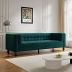 3-Seater Velvet Upholstered Tufted Coach Sofa