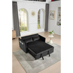 3 in 1 Convertible Sleeper Futon Sofa Bed, 55 Loveseat Lounge Couches with 2 Pillows, USB Ports & Side Pockets