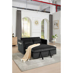 3 in 1 Convertible Sleeper Futon Sofa Bed, 55 Loveseat Lounge Couches with 2 Pillows, USB Ports & Side Pockets