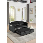 3 in 1 Convertible Sleeper Futon Sofa Bed, 55 Loveseat Lounge Couches with 2 Pillows, USB Ports & Side Pockets